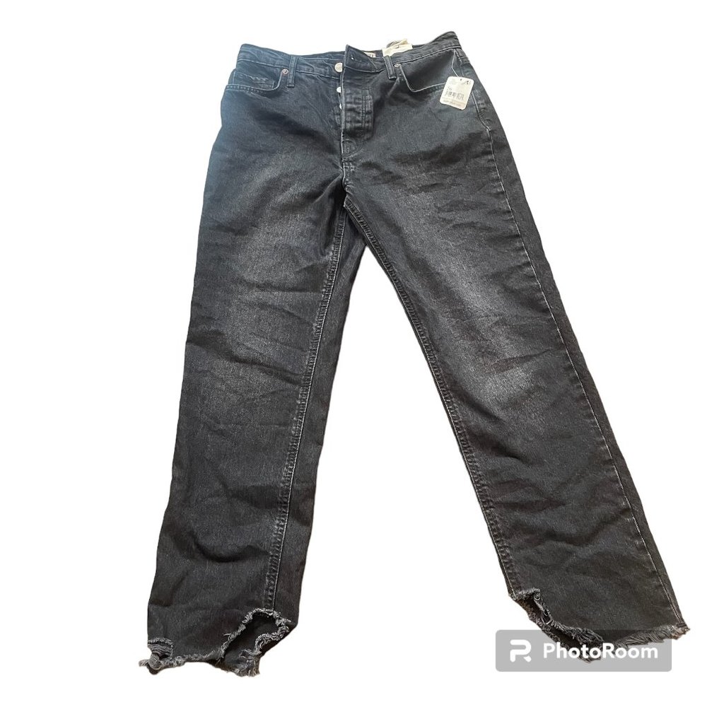 Free People distressed black high-rise jeans NWT